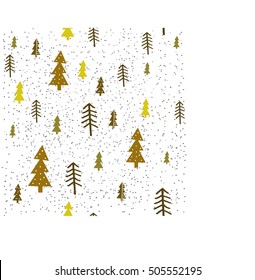 Stylish winter graphic seamless pattern with christmas trees. Hand drawn vector illustration. Wrapping paper Christmas.