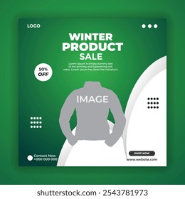 Stylish Winter Product Sale Promotion Template Eye-catching Jacket Ad Design for Social Media