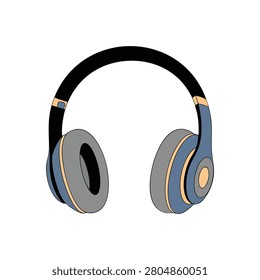 Stylish wireless over ear headphones isolated on white background with modern cushioned earcups and headband