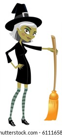 The Stylish Witch And Her Broom-vector
