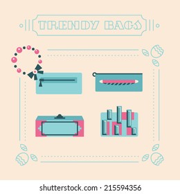 Stylish woman bags and clutches vector illustration eps 10