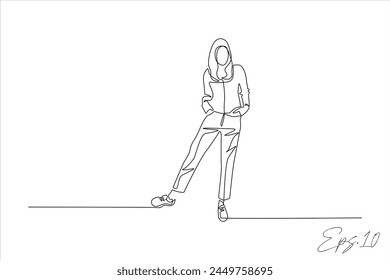 Stylish woman continuous line art drawing	