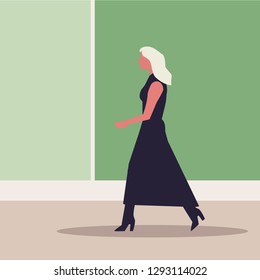Stylish woman in fashion dress. Fashion woman. Sketch. Vector illustration. - Vector
