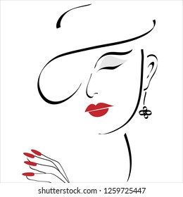 A stylish woman is featured in a minimalist fashion and beauty illustration.