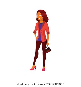 stylish woman with handle bag in business center cartoon vector. stylish woman with handle bag in business center character. isolated flat cartoon illustration