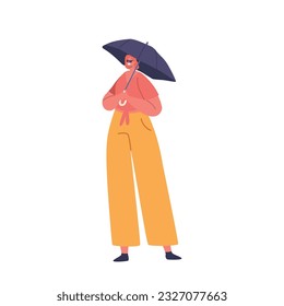 Stylish Woman Shielding Herself From The Sun With Sunglasses And Staying Cool With An Umbrella. Female Character
