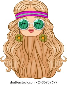 Stylish woman with sunglasses and headband vector.