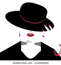 A stylish woman tips her hat in a high-key minimalist fashion and beauty illustration.