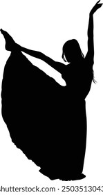 Stylish Women dancing Ballet with different position legs. silhouette vector design. transparent background.