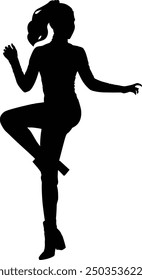 Stylish women dancing different angle. silhouette vector design. transparent background. eps10.