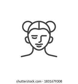 Stylish women hairstyle line icon. linear style sign for mobile concept and web design. Female hairstyle outline vector icon. Symbol, logo illustration. Vector graphics