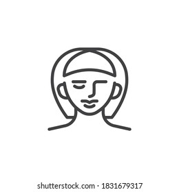 Stylish women hairstyle line icon. linear style sign for mobile concept and web design. Female hairstyle outline vector icon. Symbol, logo illustration. Vector graphics