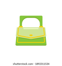 Stylish women's bright green handbag isolated on a white background. Fashionable women's accessory. Vector illustration in flat style