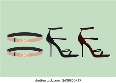 Stylish Women's Fashion Accessories Belts and High Heels