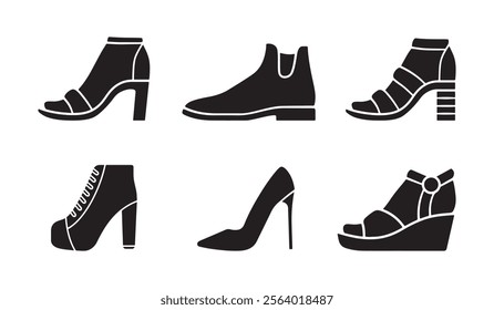 Stylish Women's Footwear Icons Set