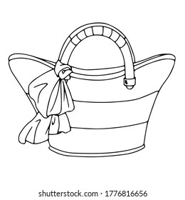 Stylish women's handbag outline vector illustration. Flat vector simple element illustration from editable woman clothing concept isolated stroke on white background