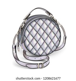 Stylish women's round white-gray handbag