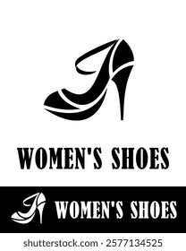 Stylish women's shoe logo featuring a high heel design with abstract curves