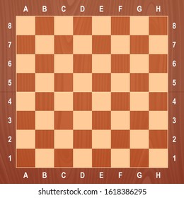 Stylish wooden chessboard top view. Vector illustration