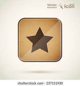 Stylish wooden icon. The button can be used for website and applications. Vector illustration.