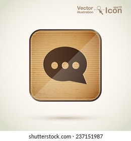 Stylish wooden icon. The button can be used for website and applications. Vector illustration.