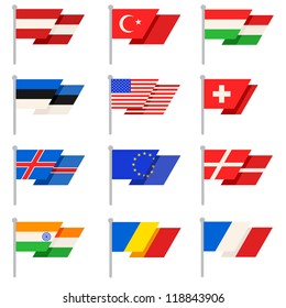 Stylish World flags. Vector