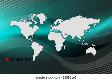 Stylish World Map on Blue Background