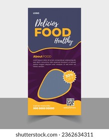 Stylish x-banner or flag-banner promotion, food roll up banner vertical template design, for advertisements, business food, food flyers, and graphics. 
