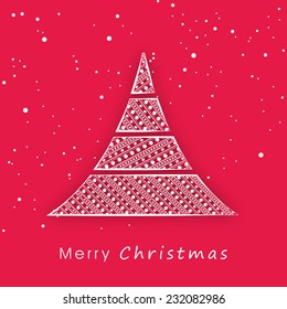 Elegante árbol de navidad sobre fondo rosa brillante para la celebración de Feliz Navidad, puede ser usado como afiche, pancarta o volante.