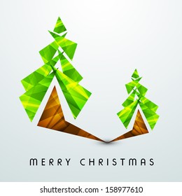 Stylish Xmas tree's on blue background for Merry Christmas celebrations, can be use as flyer, banner or poster. 