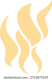 Stylish yellow fire forms rising in soft curves, giving bright energy mood for fun design work, modern decor use, trendy cute vector project.