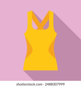 Stylish yellow tank top icon in a flat design, isolated on a chic pink backdrop