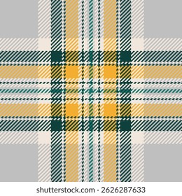 Stylish yellow, teal, and gray plaid pattern.  Perfect for textile design, website backgrounds, or fashion projects.  This contemporary take on a classic design evokes warmth and sophistication.