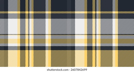 Stylish yellow, white, and dark gray plaid pattern.  Perfect for textile design, fashion, website backgrounds, and packaging.  This seamless texture evokes a sense of warmth and sophistication.