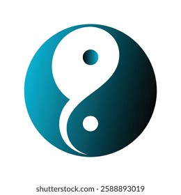 Stylish Yin Yang Symbol in Teal Gradient