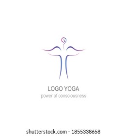 Stylish yoga logo. Stylized abstract figure of a person or face in Buddhist style. Vector illustration