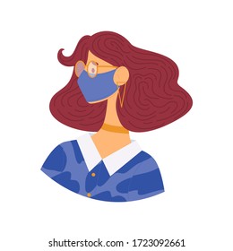 Stylish young girl in glasses and protective mask.