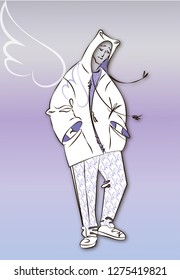 Stylish young guy fashionably dressed. Concept of free generation