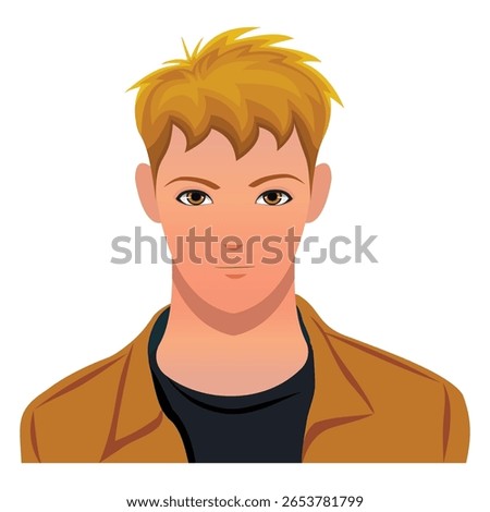 Stylish young man avatar with messy blonde hair in flat vector style. Great for profile icons, male illustrations, app UI, web avatars, and branding visuals.