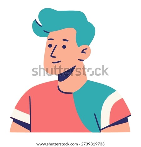 stylish young man outfit profile avatar flat color vector illustration template design