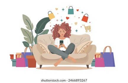 Stylish young woman browsing and shopping online with ease on her smartphone