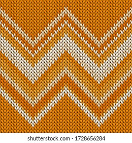 Stylish zig zal lines knit texture geometric vector seamless. Jumper knitwear fabric print. Winter seamless knitted pattern. Handicraft backdrop.