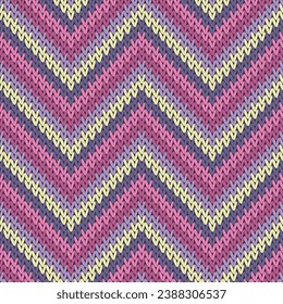 Estiloso zigzag chevron tejido textura geométrica sin costura. La imitación de la estructura de la ropa de punto. Patrón de punto impecable de moda. Ilustración de lienzo de tejido.