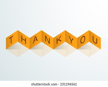 Stylish zigzag yellow paper ribbon with text Thank You for Happy Thanksgiving Day celebrations. 