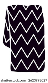 Stylishly folded black and white zig zag patterned scarf, serving as a chic accessory for enhancing any outfit with elegance and warmth during cold weather seasons