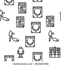 Stylist Accessory Vector Seamless Pattern Thin Line Illustration