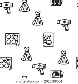 Stylist Accessory Vector Seamless Pattern Thin Line Illustration