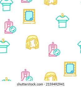 Stylist Accessory Vector Seamless Pattern Color Line Illustration