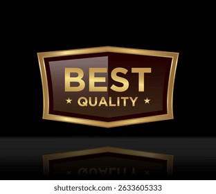 Stylist badge label design golden shield with text Best Quality. Commonly used for marketing, packaging, and branding for upscale products and services.