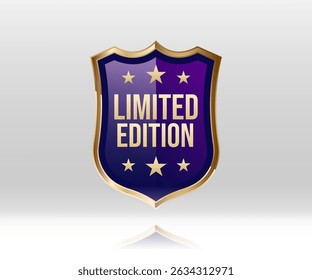 Stylist badge label design golden shield with text Limited Edition. Commonly used for marketing, packaging, and branding for upscale products and services.